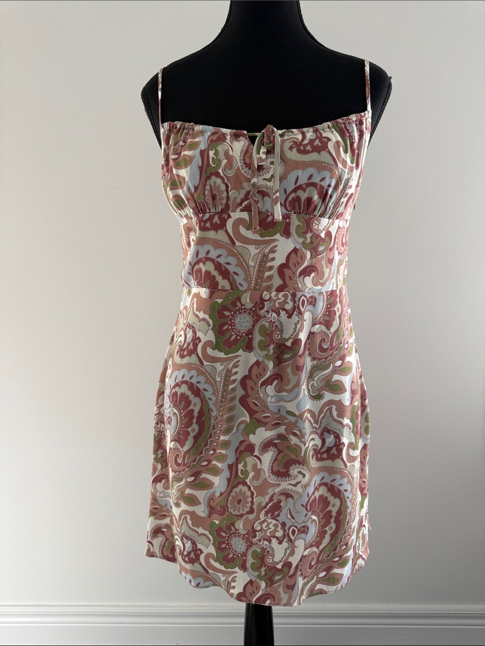 Wilfred Paisley Mini Dress in Pink, Green & White